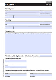 Bild på mallen fullmakt