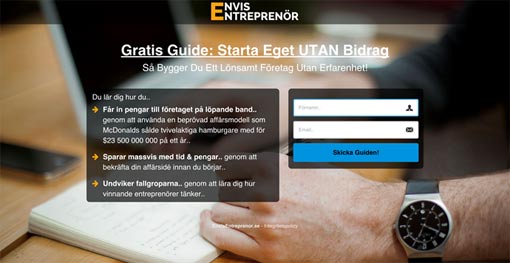 Landningssida för entreprenör guide